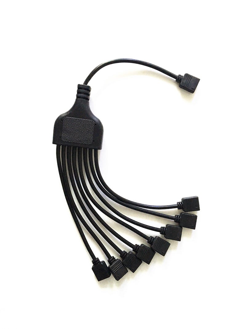 HUALAND 4 Pins black rgb LED Splitter Cable LED Strip Connector 8 Way Splitter Y Splitter for One to Eight RGB 5050 3528 LED Light Strips with,1m rgb wireï¼Œ10x male to male 4pin plugs - Image 3